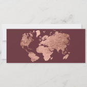 Sla de datum waarop roos gold wereldkaart boarding save the date (Achterkant)