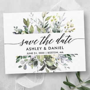 Sla de datum Waterverf groen kalligrafie Briefkaart