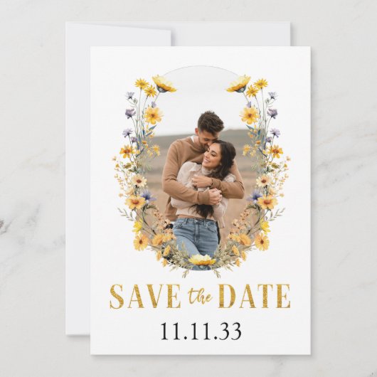 Sla de datum Wedding wildflower aangepaste foto Save The Date (Voorkant)