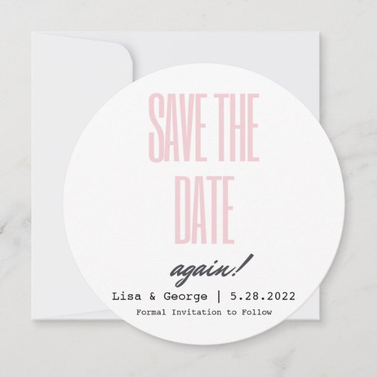 Sla de datum wijziging van de datum bruiloft simpl save the date (Voorkant)