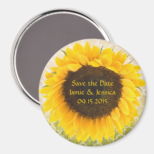 Sla de datum Zonnebloemmagneet op Magneet (Voorkant / Achterkant)