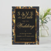 Sla de datum zwart en goudmarmer op save the date (Staand voorkant)