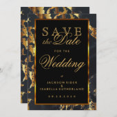 Sla de datum zwart en goudmarmer op save the date (Voorkant / Achterkant)