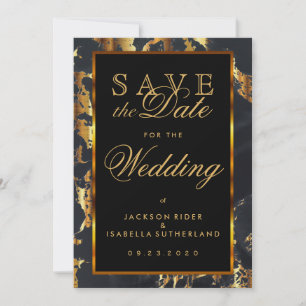 Sla de datum zwart en goudmarmer op save the date