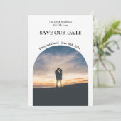 Sla de datum zwart-wit elegant uniek op save the date (Staand voorkant)