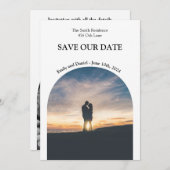 Sla de datum zwart-wit elegant uniek op save the date (Voorkant / Achterkant)
