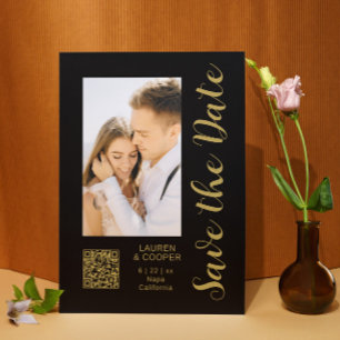 Sla de datum zwarte goudsmeulende moderne bruiloft