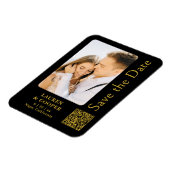 Sla de datum zwarte goudsmeulende moderne bruiloft magneet (Linkerzijde)