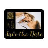 Sla de datum zwarte goudsmeulende moderne bruiloft magneet (Horizontaal)