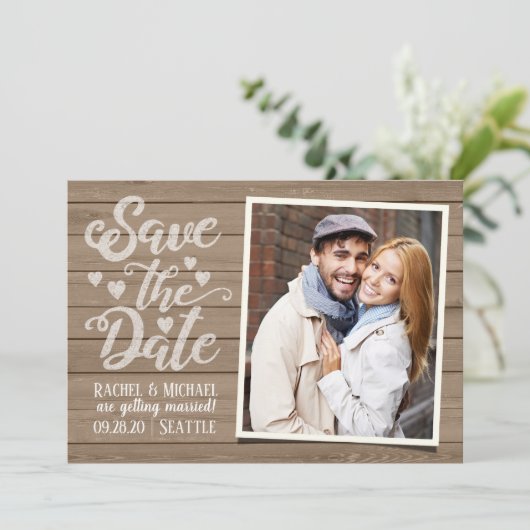 Sla de datumbruiloft op | Foto op Briefkaart hout (Staand voorkant)