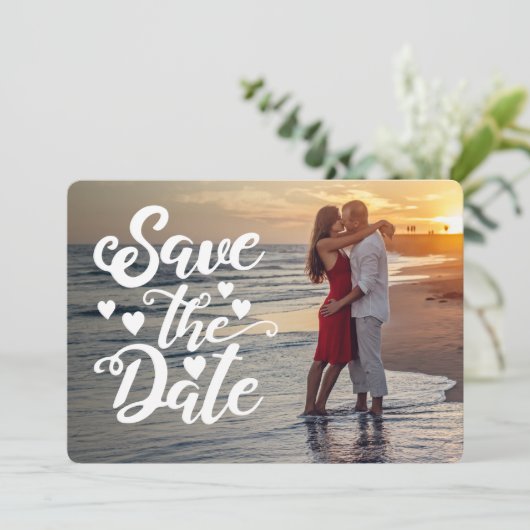 Sla de datumbruiloft op | Handgeschreven Script-ha Kaart (Staand voorkant)