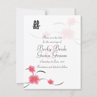 Sla de datumkaart Cherry Blossom Double Happiness  Kaart