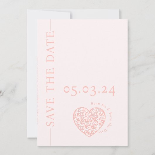 Sla de Datumkaart met haardvorm QR-code op Save The Date (Voorkant)