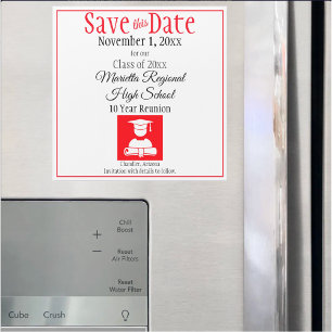 Sla de datumklasse Reunion Red Black Magnet op