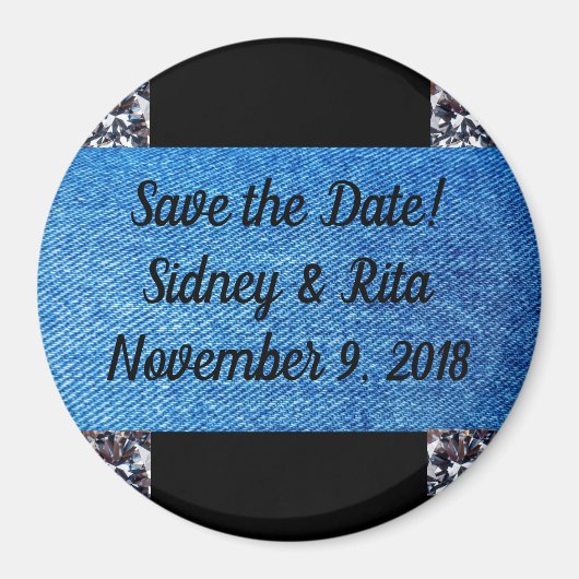 Sla de Datummagneet op voor Denim & Diamonds Magneet (Voorkant)