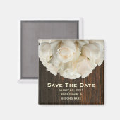 Sla de datummagneet op - White Roses & Barnwood Magneet (Voorkant / Achterkant)