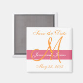 Sla de datummagneten Namen Monogram Sinaasappel op Magneet (Voorkant / Achterkant)