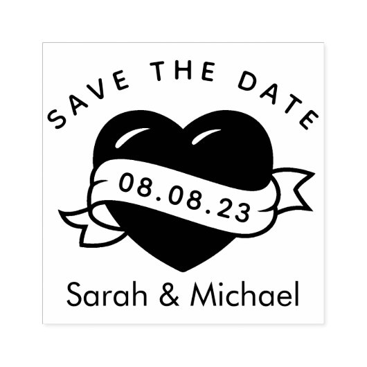 Sla de datumstempel Custom Wedding Stamp Heart op Rubberstempel (Afrduk)