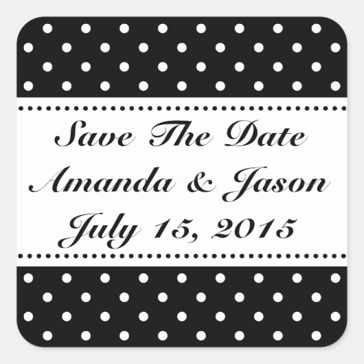 Sla de datumtrouwstickers op vierkante sticker (Voorkant)
