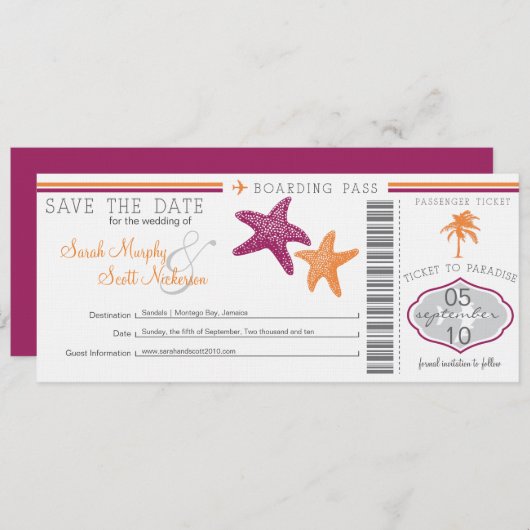 Sla de instapkaart datum op save the date (Voorkant / Achterkant)