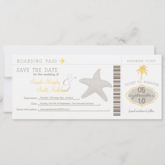 Sla de instapkaart datum op save the date (Voorkant)