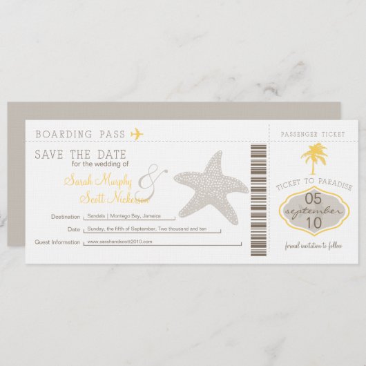 Sla de instapkaart datum op save the date (Voorkant / Achterkant)