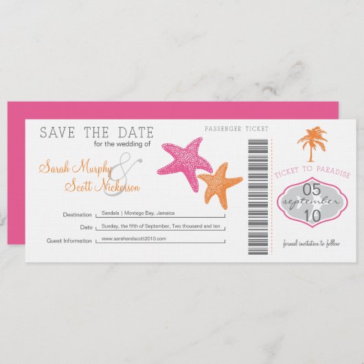 Sla de instapkaart datum op save the date (Voorkant / Achterkant)