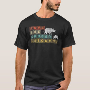 Sla de mollige eenhoorns Retro Style Rhino op T-shirt