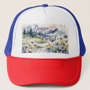 Sla de Natuur, Wildflower & Kalligrafie Script Trucker Pet