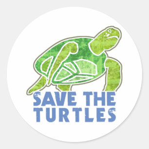 Sla de schildpadden op ronde sticker
