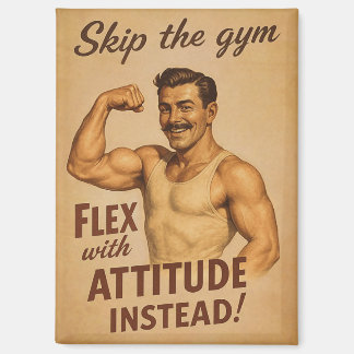 Sla de sportschool over Oude poster | Retro fitnes Magneet