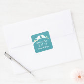 Sla de Tortelduifjes Datum op Vierkante Sticker (Envelop)