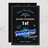 Sla de uitnodiging van de Birthday Party van het k (Voorkant / Achterkant)