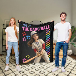 Sla Die Ballen Maar Raak Grappige Honkbal Moeder P Fleece Deken