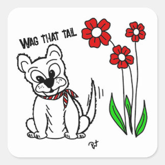 Sla die staart vierkante sticker