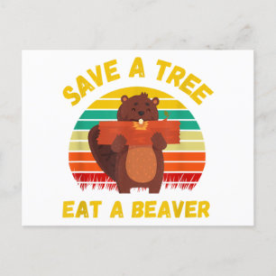Sla een boom op Eet een Bever Grappige Bever Pun A Briefkaart