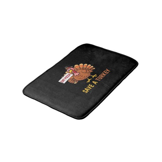 Sla een kalkoen Eet Pizza Funny Thanksgiving Class Badmat (Gekanteld)