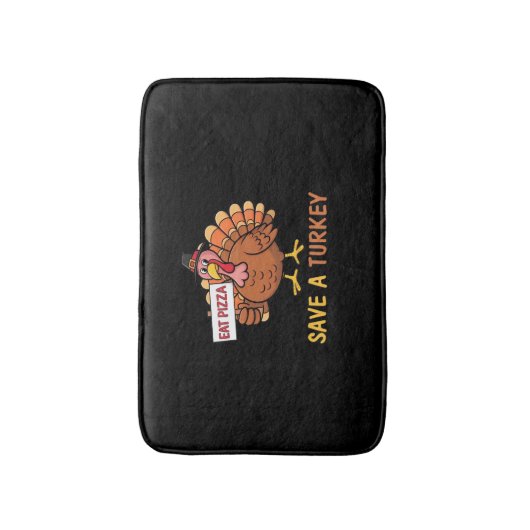 Sla een kalkoen Eet Pizza Funny Thanksgiving Class Badmat (Voorkant Verticaal)