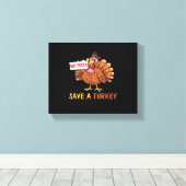 Sla een kalkoen Eet Pizza Funny Thanksgiving Class Canvas Afdruk (Insitu (Houten vloer))