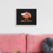 Sla een kalkoen Eet Pizza Funny Thanksgiving Class Canvas Afdruk (Insitu (Woonkamer))
