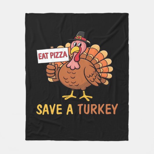 Sla een kalkoen Eet Pizza Funny Thanksgiving Class Fleece Deken (Voorkant)