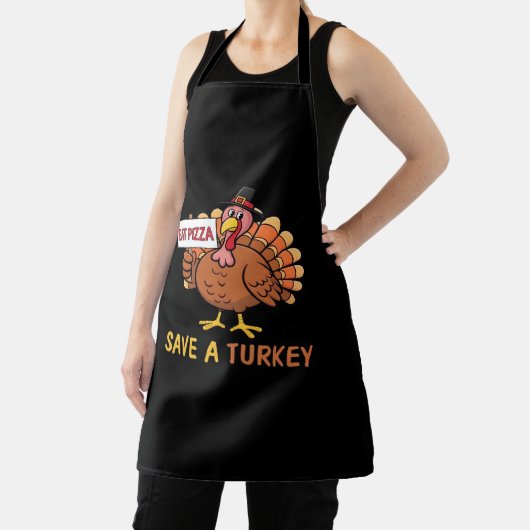 Sla een kalkoen Eet Pizza Funny Thanksgiving Class Schort (Insitu)