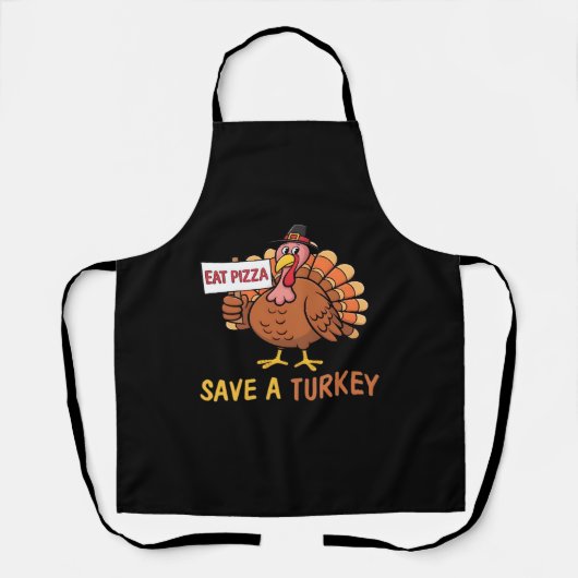 Sla een kalkoen Eet Pizza Funny Thanksgiving Class Schort (Voorkant)