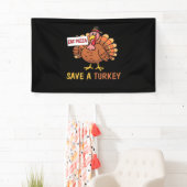 Sla een kalkoen Eet Pizza Funny Thanksgiving Class Spandoek (Insitu)