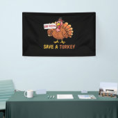 Sla een kalkoen Eet Pizza Funny Thanksgiving Class Spandoek (Beurs)