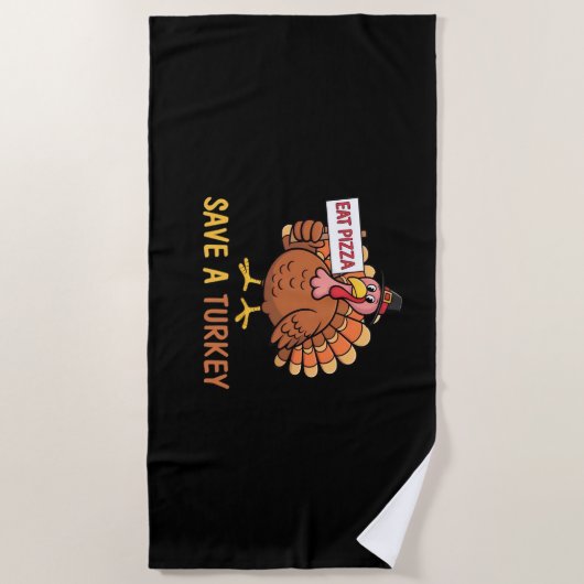 Sla een kalkoen Eet Pizza Funny Thanksgiving Class Strandlaken (Voorkant)