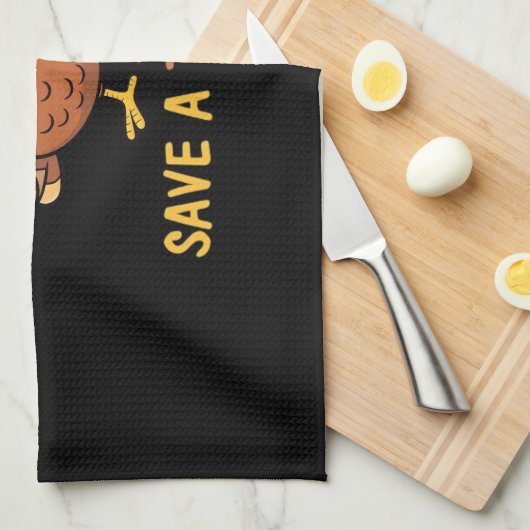 Sla een kalkoen Eet Pizza Funny Thanksgiving Class Theedoek (Quarter Fold)