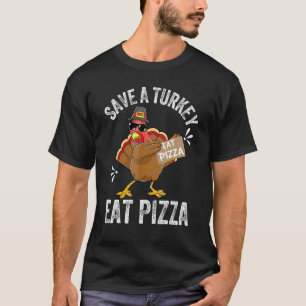 Sla een kalkoen pizza op t-shirt
