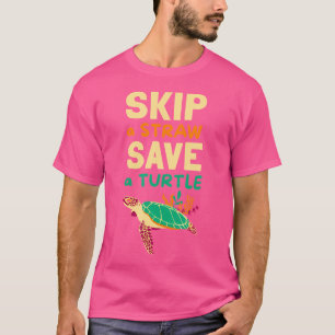 Sla een rietje over Red een schildpad schildpad re T-shirt