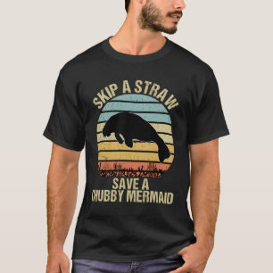 Sla een rietje over Red het mollige zeemeermin Shi T-shirt